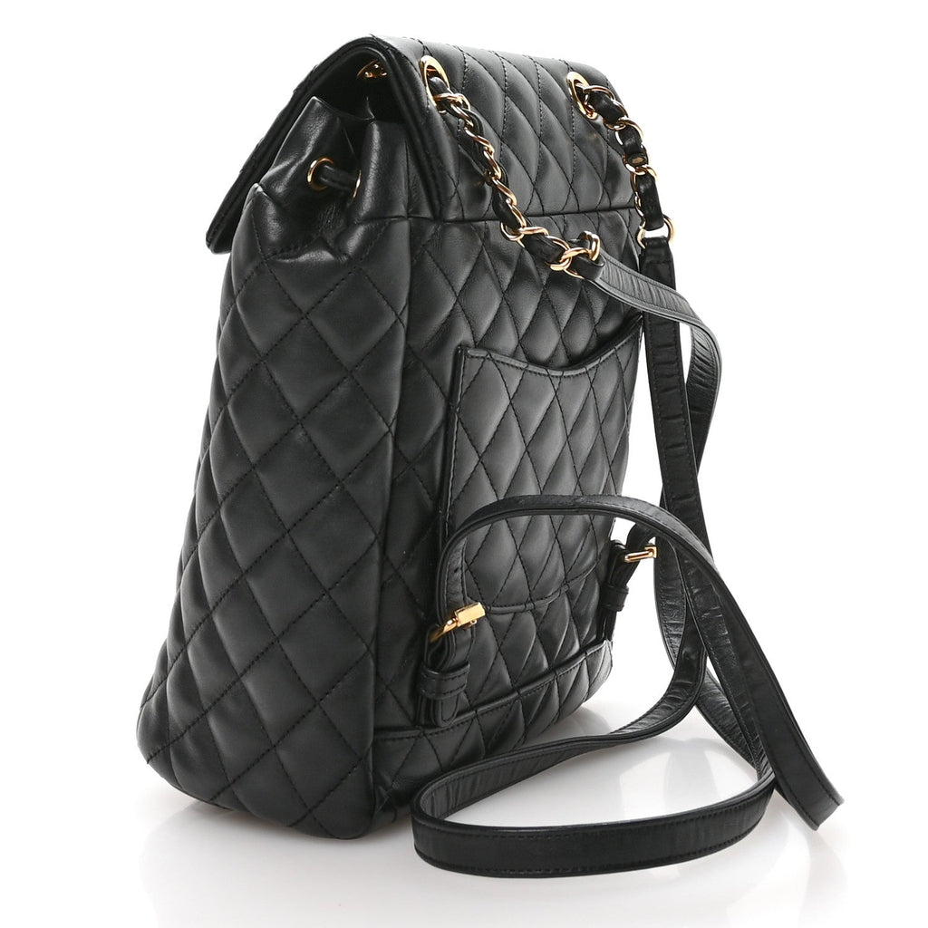 Lambskin Quilted Small Urban Spirit Backpack Black