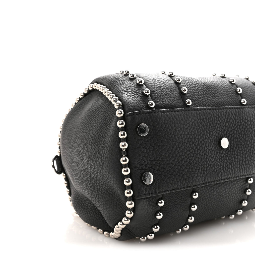 Calfskin Studded Rockie Matte Black Rhodium Hardware