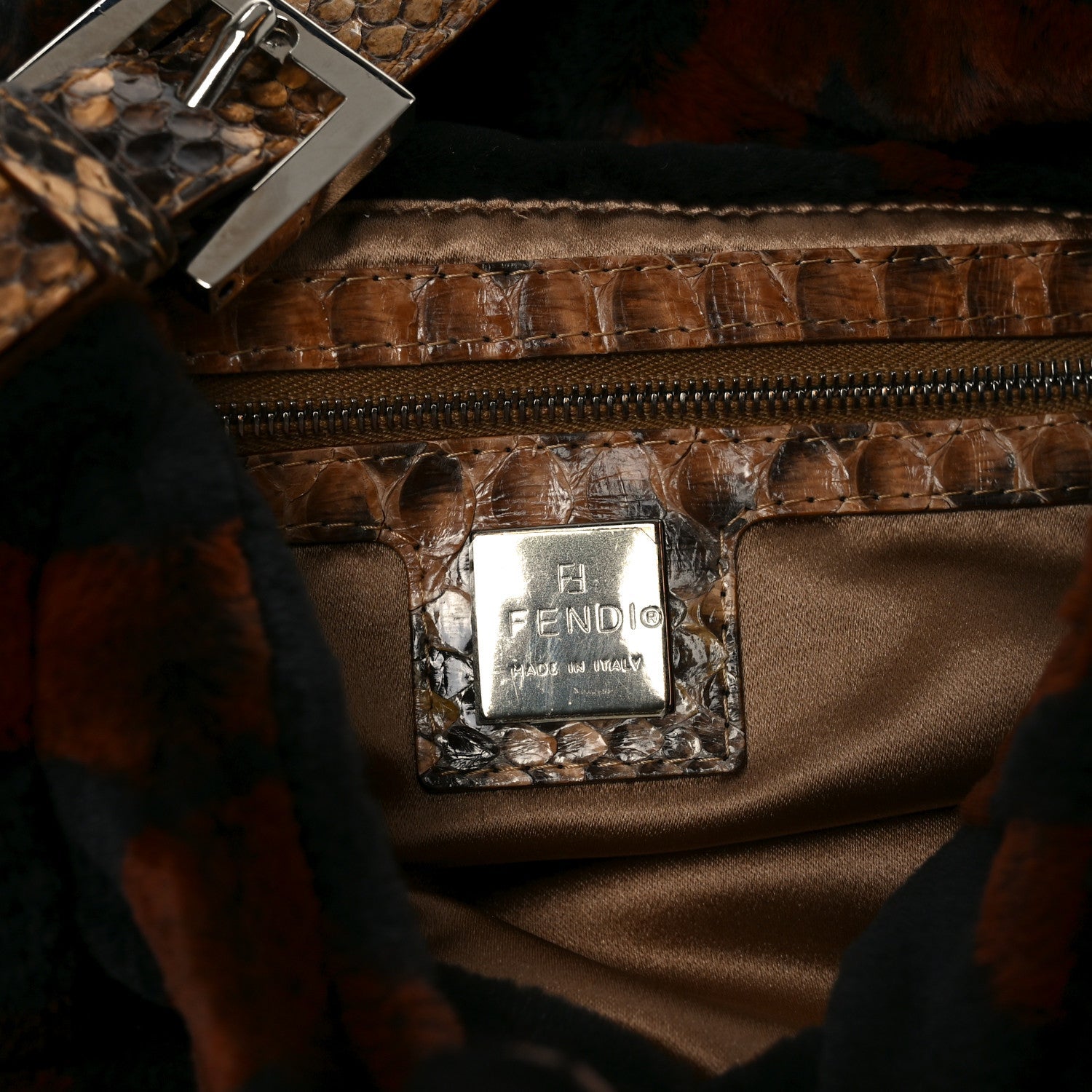 Mink Snakeskin Chevron Mama Baguette