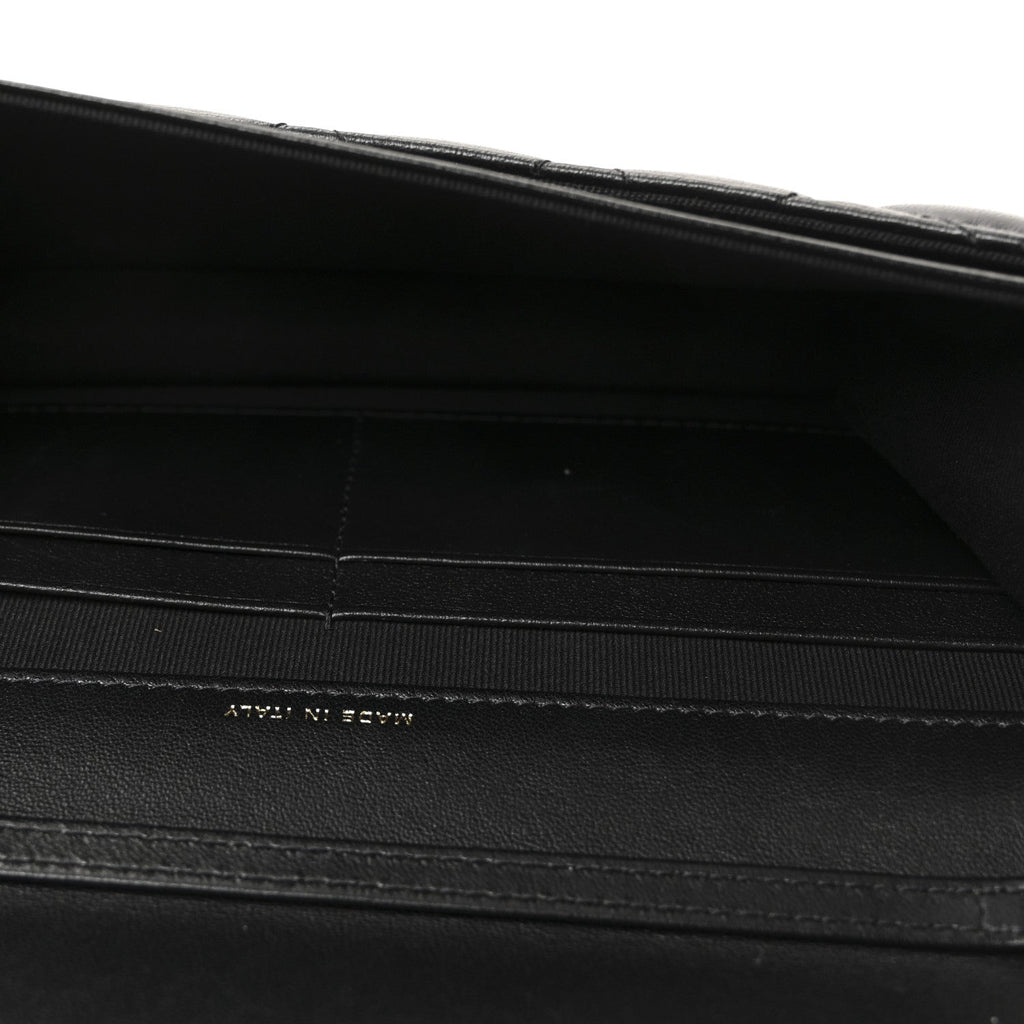 Lambskin Quilted Flap Shoulder Bag Chain Black