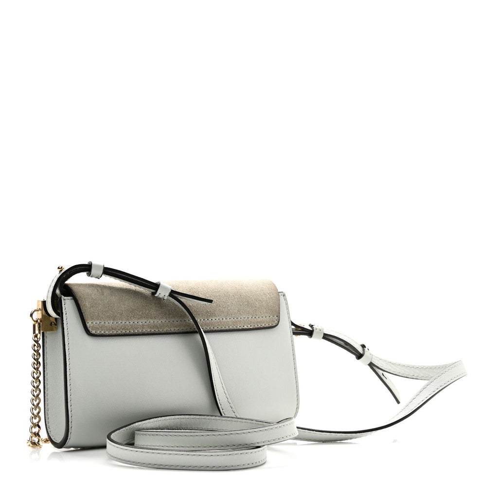 Suede Calfskin Mini Faye Shoulder Bag Airy Grey