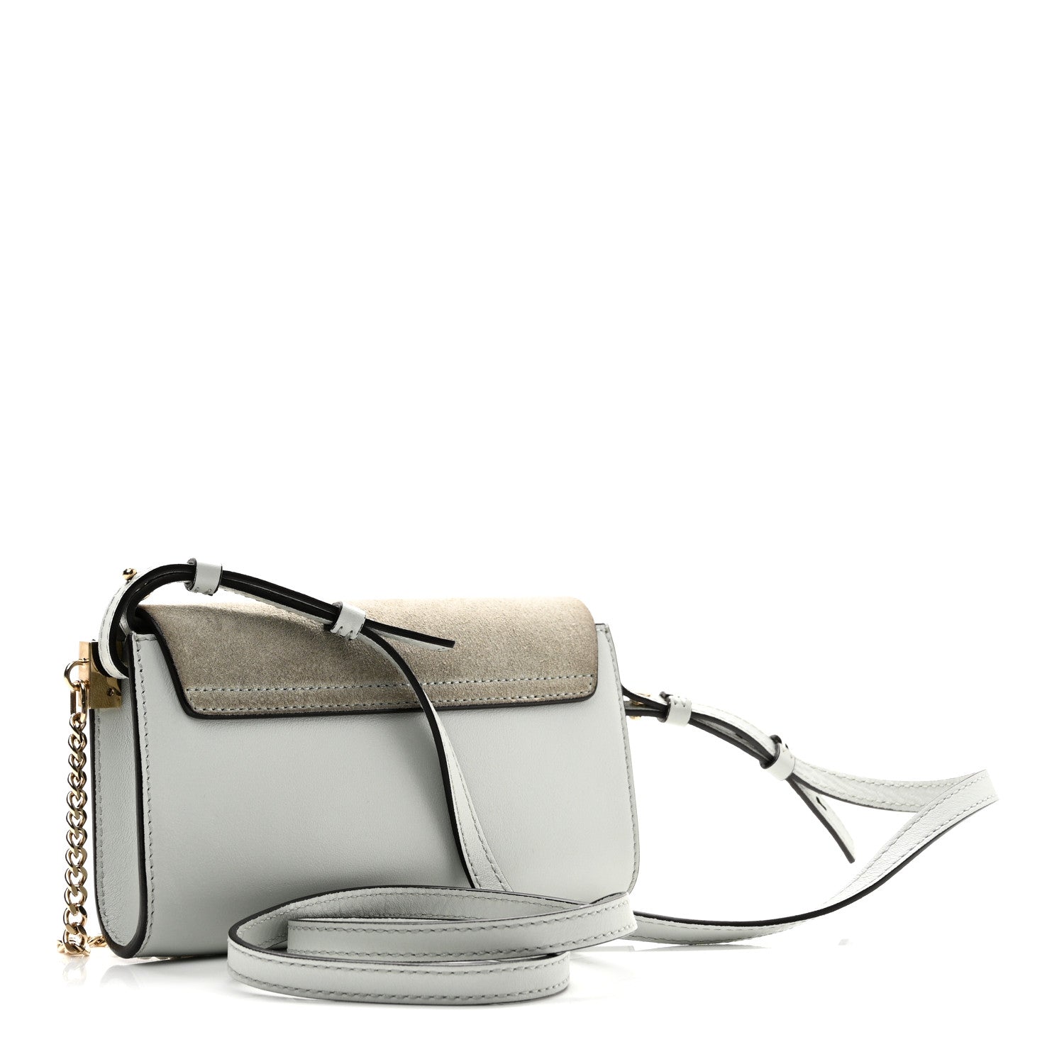 Suede Calfskin Mini Faye Shoulder Bag Airy Grey