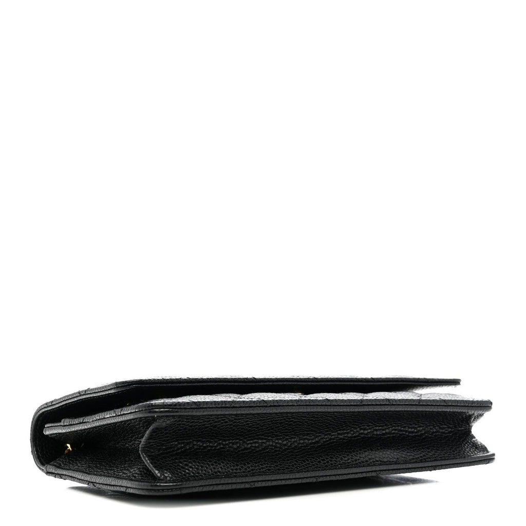 Caviar Quilted Wallet on Chain WOC Black