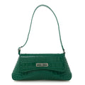 Shiny Super Supple Calfskin Crocodile Embossed Small XX Flap Stretch Bag Jade