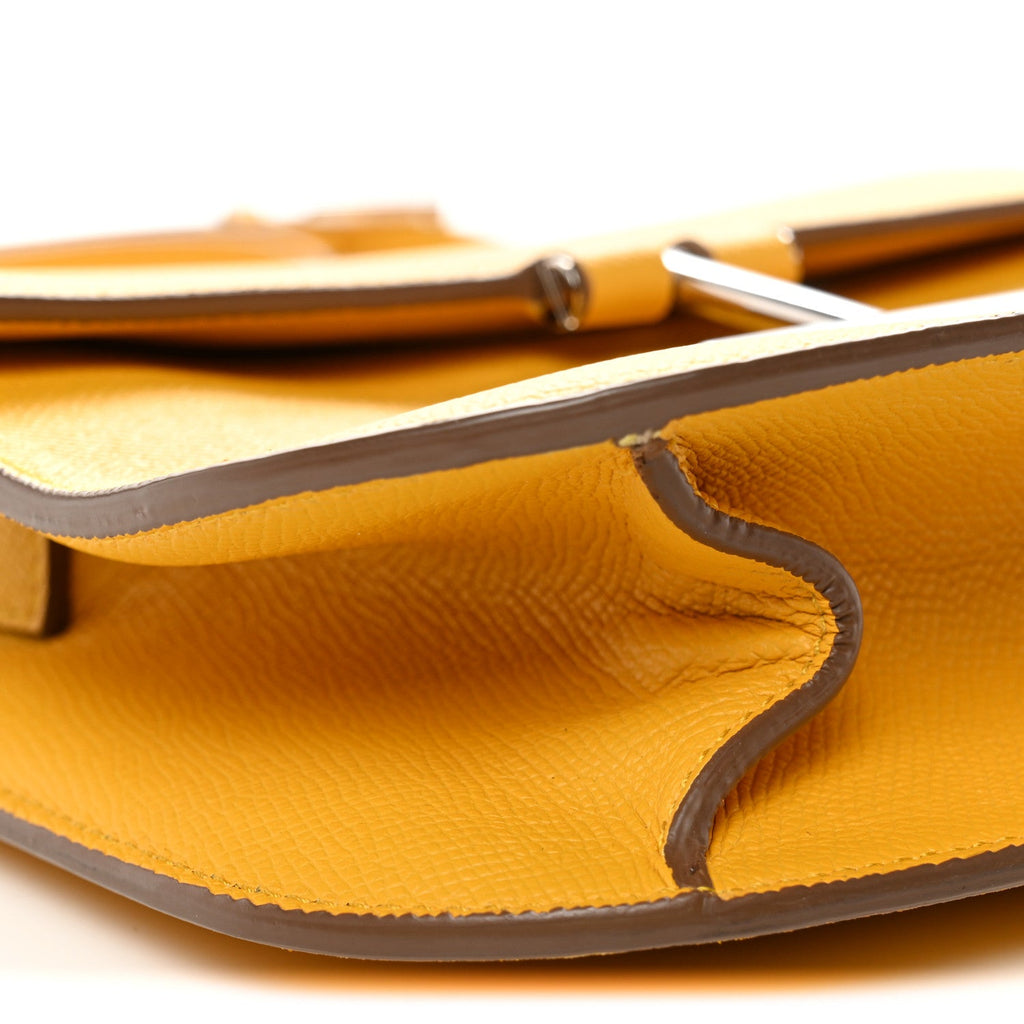 Grained Calfskin Mini T Clasp Tara Crossbody Bag Yellow