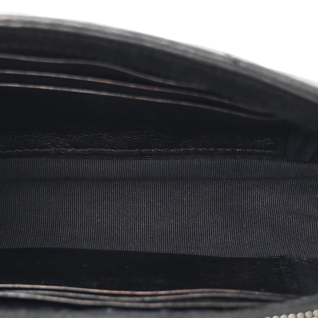 Sheepskin Matelasse Chevron Monogram College Chain Wallet Black