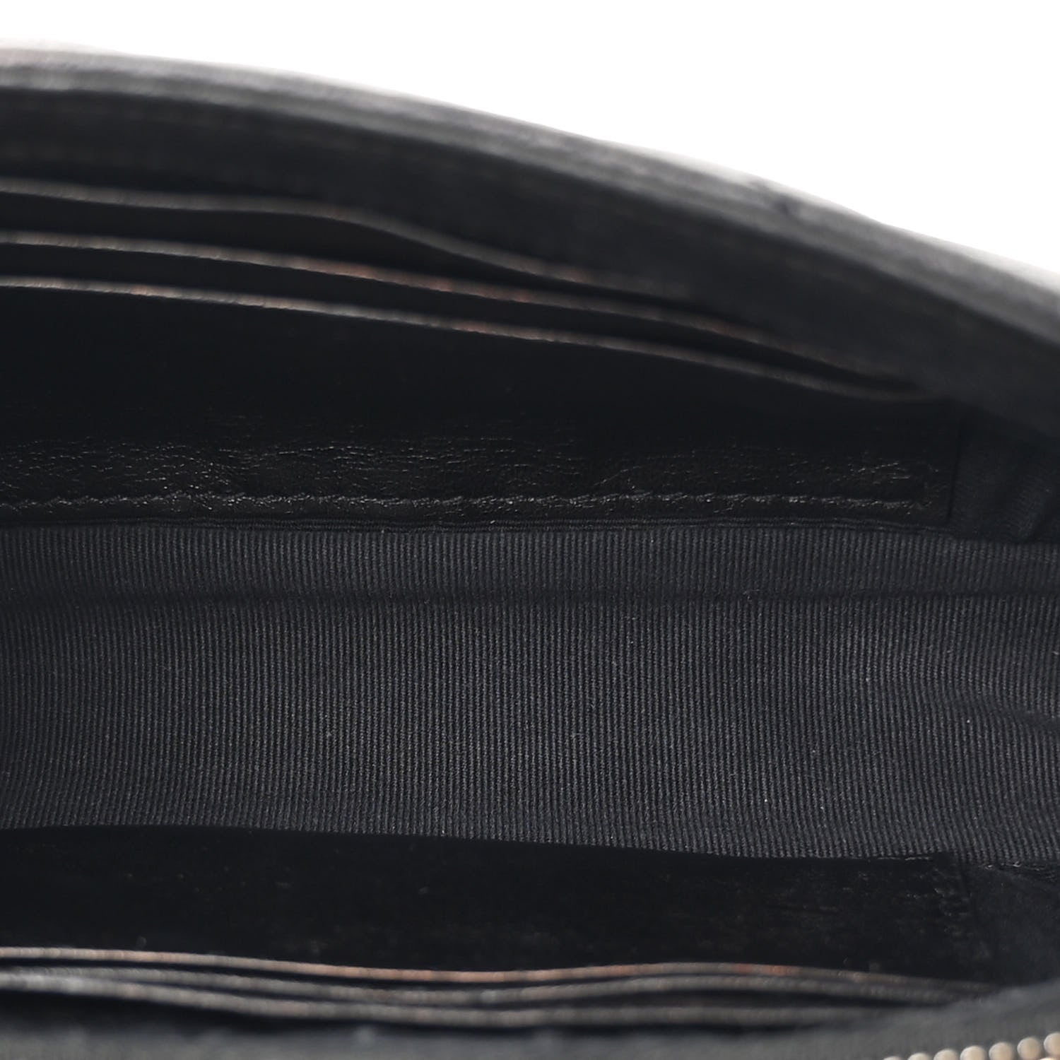 Sheepskin Matelasse Chevron Monogram College Chain Wallet Black