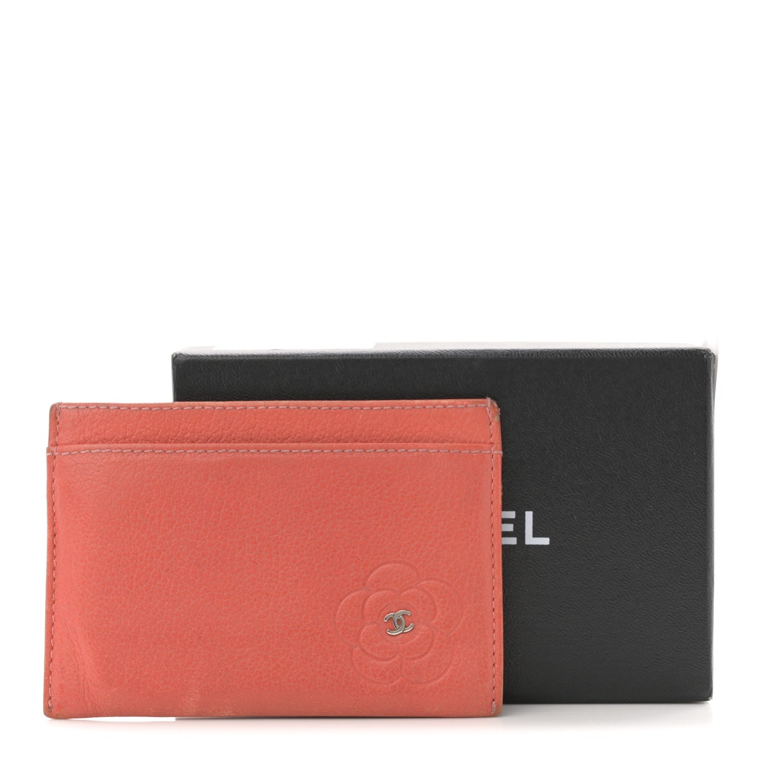 Goatskin Embossed Camellia  Holder Coral