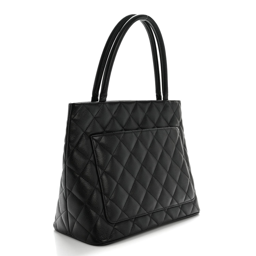 Caviar Quilted Medallion Tote Black