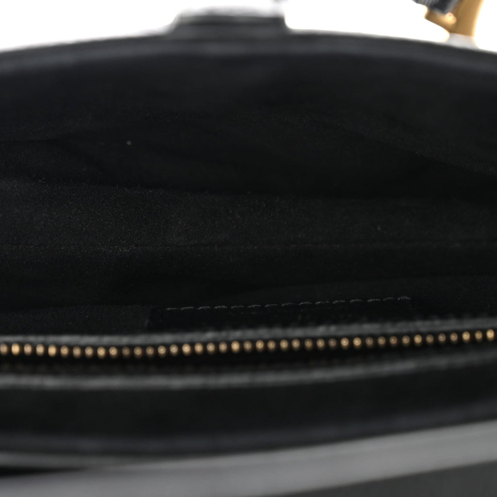 Grained Calfskin Saddle Bag Black