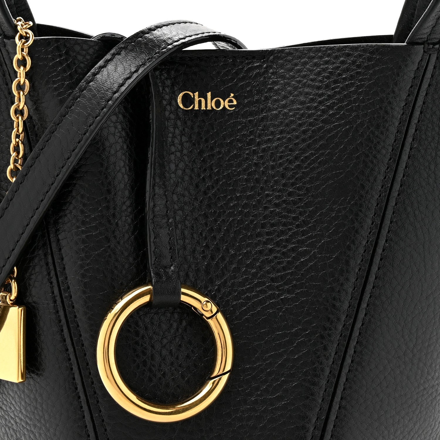 Grained Calfskin Small Spin Tote Black