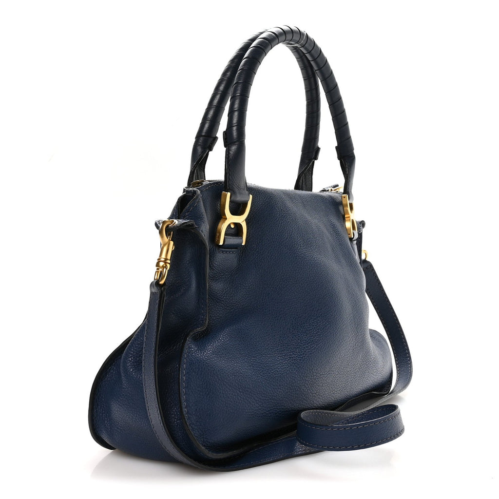 Calfskin Medium Marcie Satchel Royal Navy
