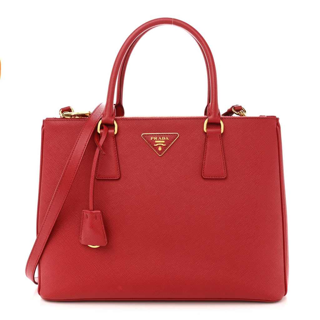 Saffiano Lux Large Galleria Double Zip Tote Fuoco