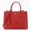 Saffiano Lux Large Galleria Double Zip Tote Fuoco