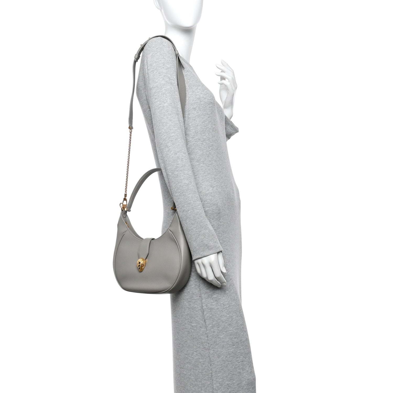 Urban Grain Smooth Calfskin Serpenti Ellipse Shoulder Bag Foggy Opal