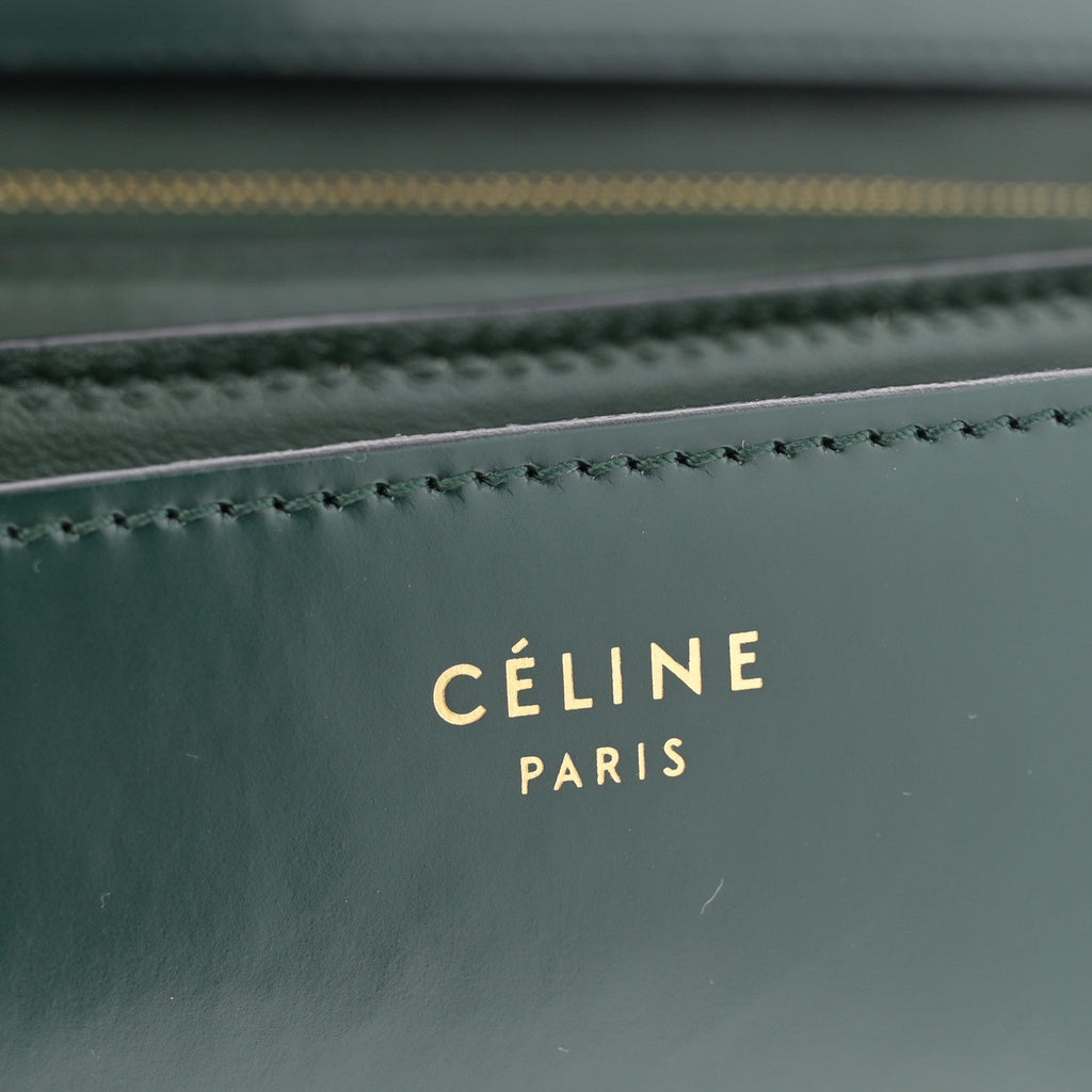 Spazzolato Calfskin Classic Box Medium Flap Bag Dark Green