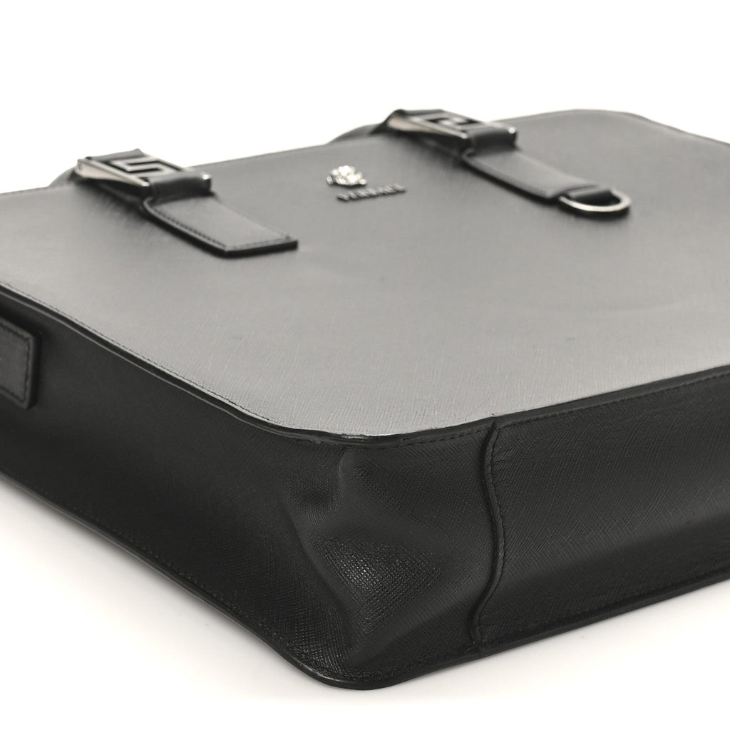 Saffiano Medusa Top Handle Briefcase Black
