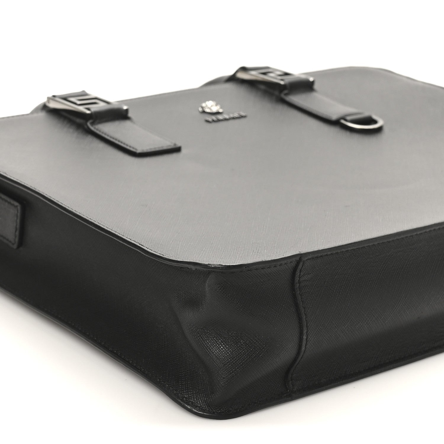 Saffiano Medusa Top Handle Briefcase Black