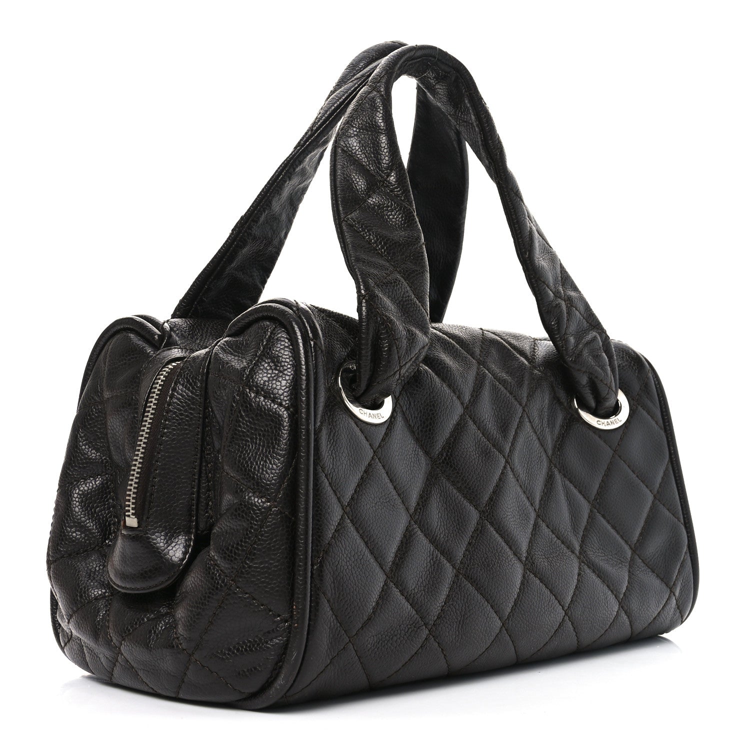 Caviar Quilted CC Timeless Bowler Dark Brown