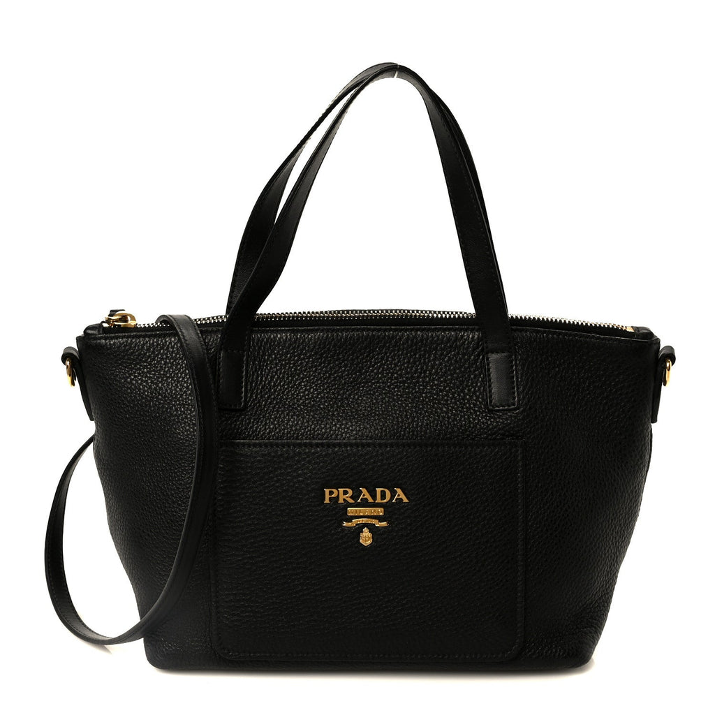 Vitello Daino Pocket Small Tote Black