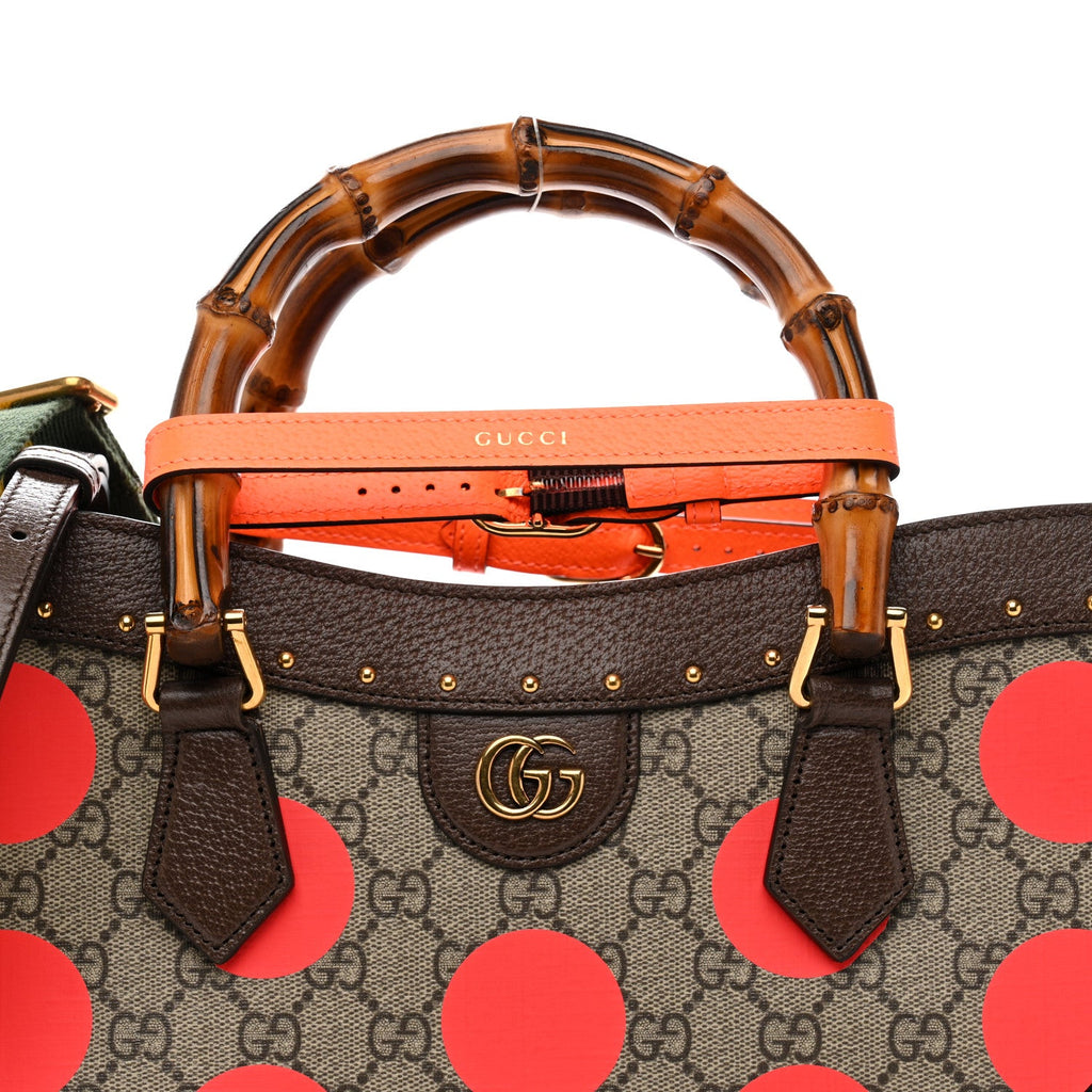 GG Supreme Monogram Equestrian Medium Diana Tote Bag Beige Multicolor New Acero