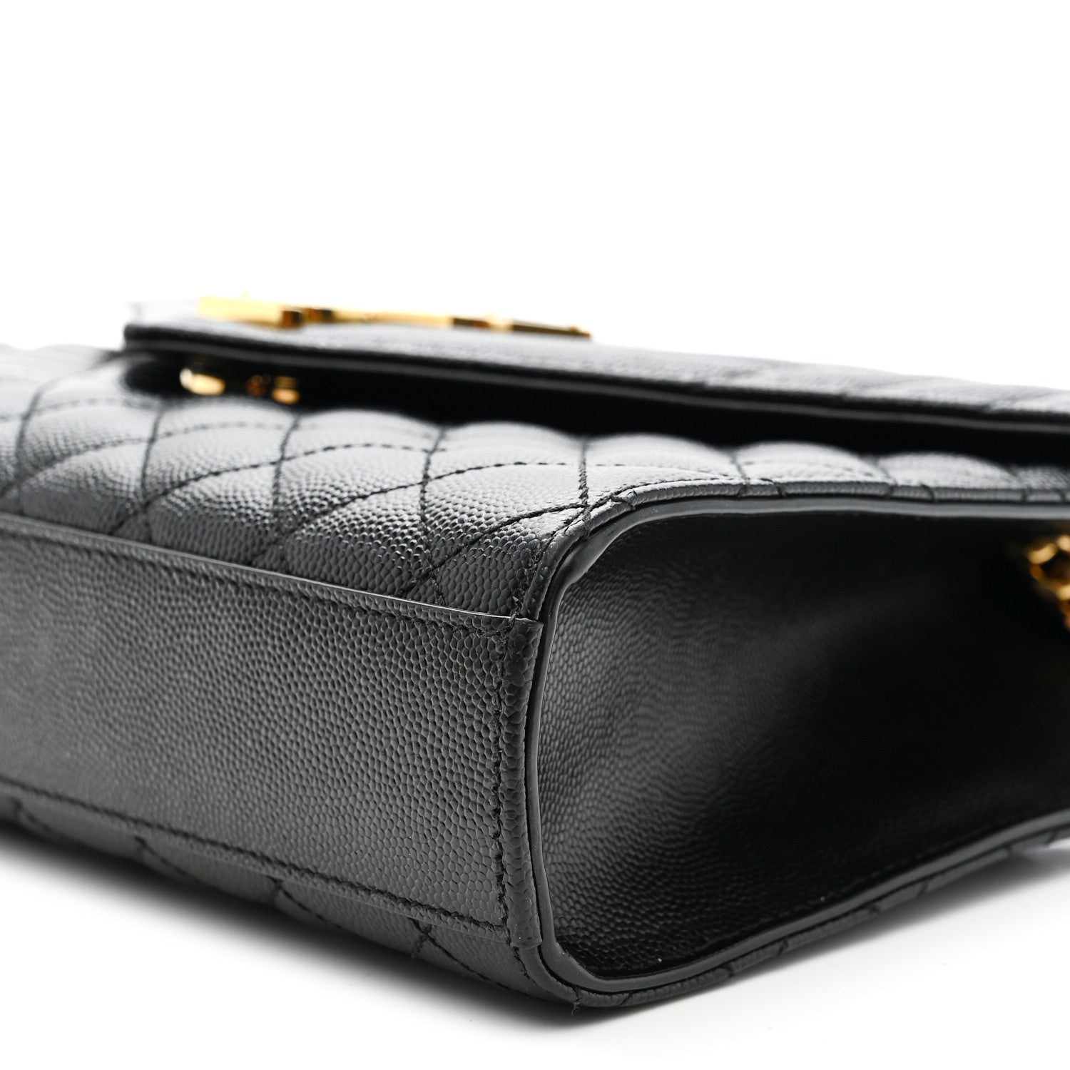 Grain De Poudre Textured Mixed Matelasse Triquilt Medium Monogram Satchel Black