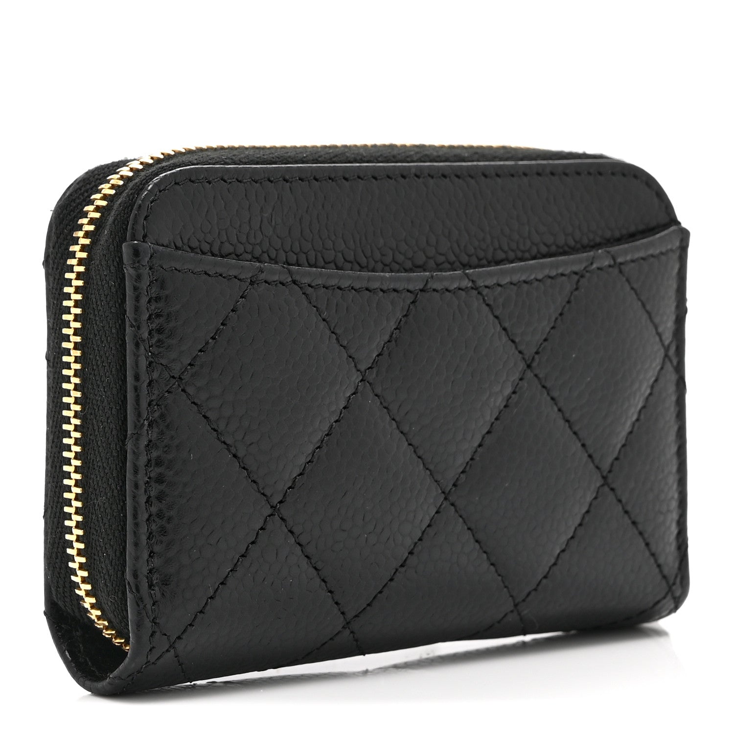 Caviar Quilted Zip Coin Purse Black