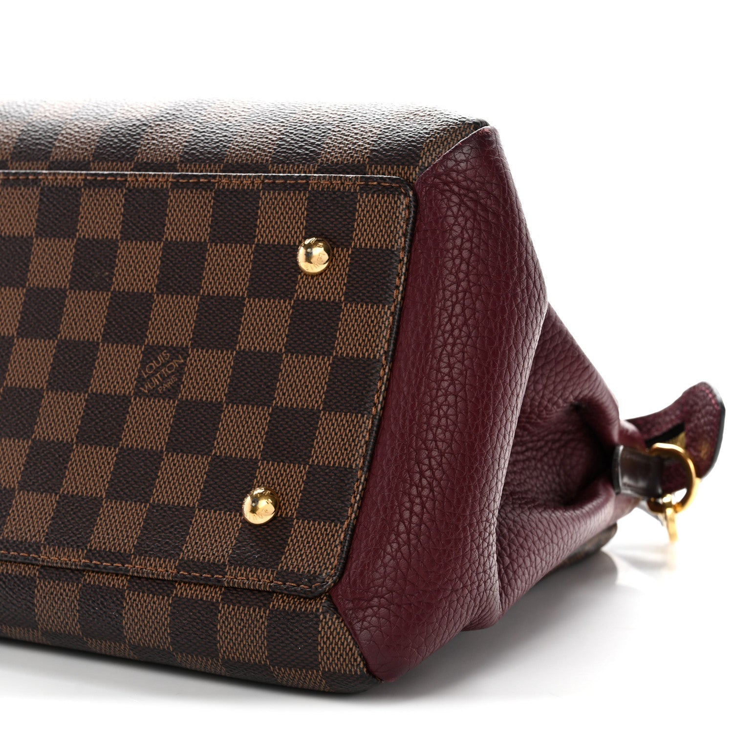 Cuir Taurillon Damier Ebene Normandy Bordeaux
