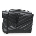 Calfskin Y Quilted Monogram Small Loulou Chain Satchel Black