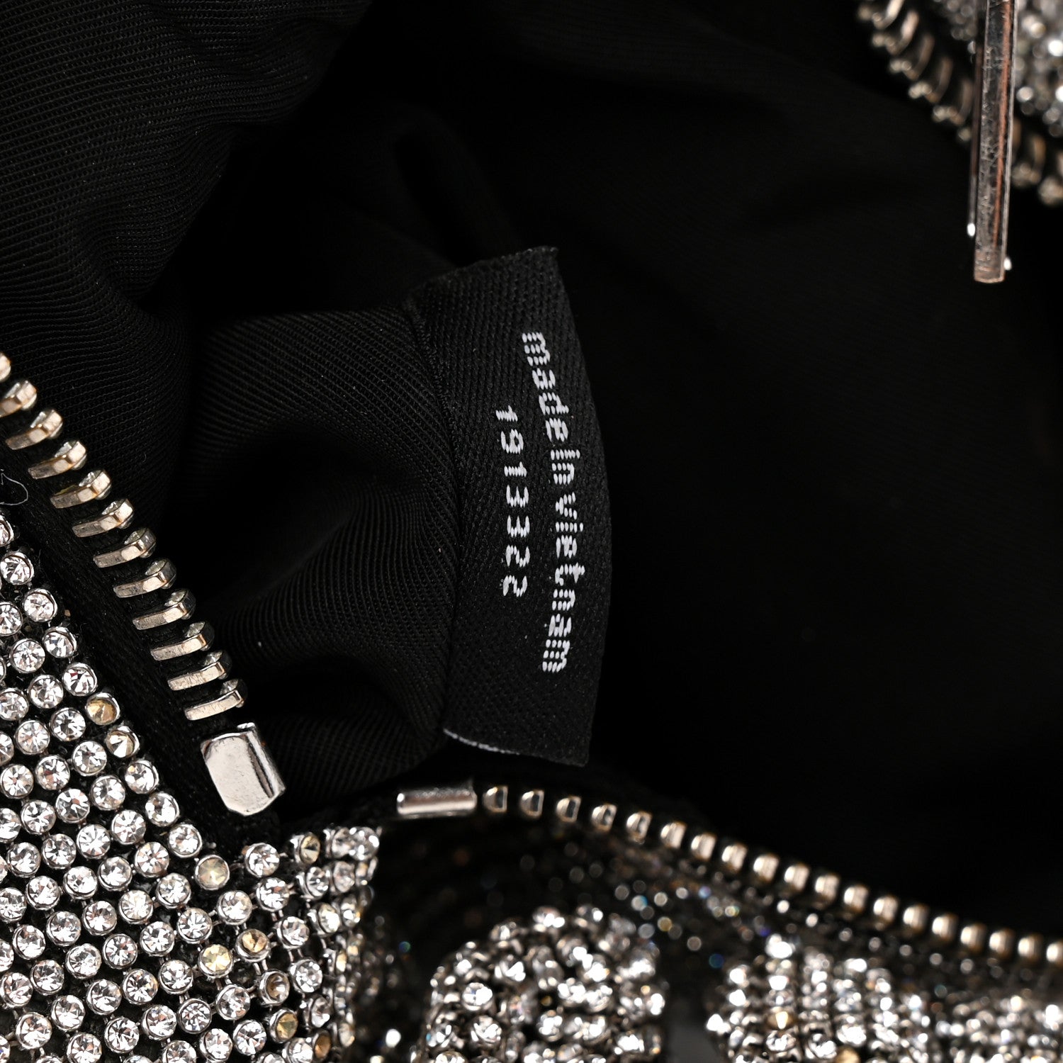 Mesh Crystal Rhinestone Mini Scrunchie Clutch Black Silver