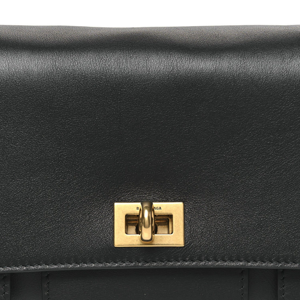 Smooth Calfskin Small Bel Air Clutch On Strap Black