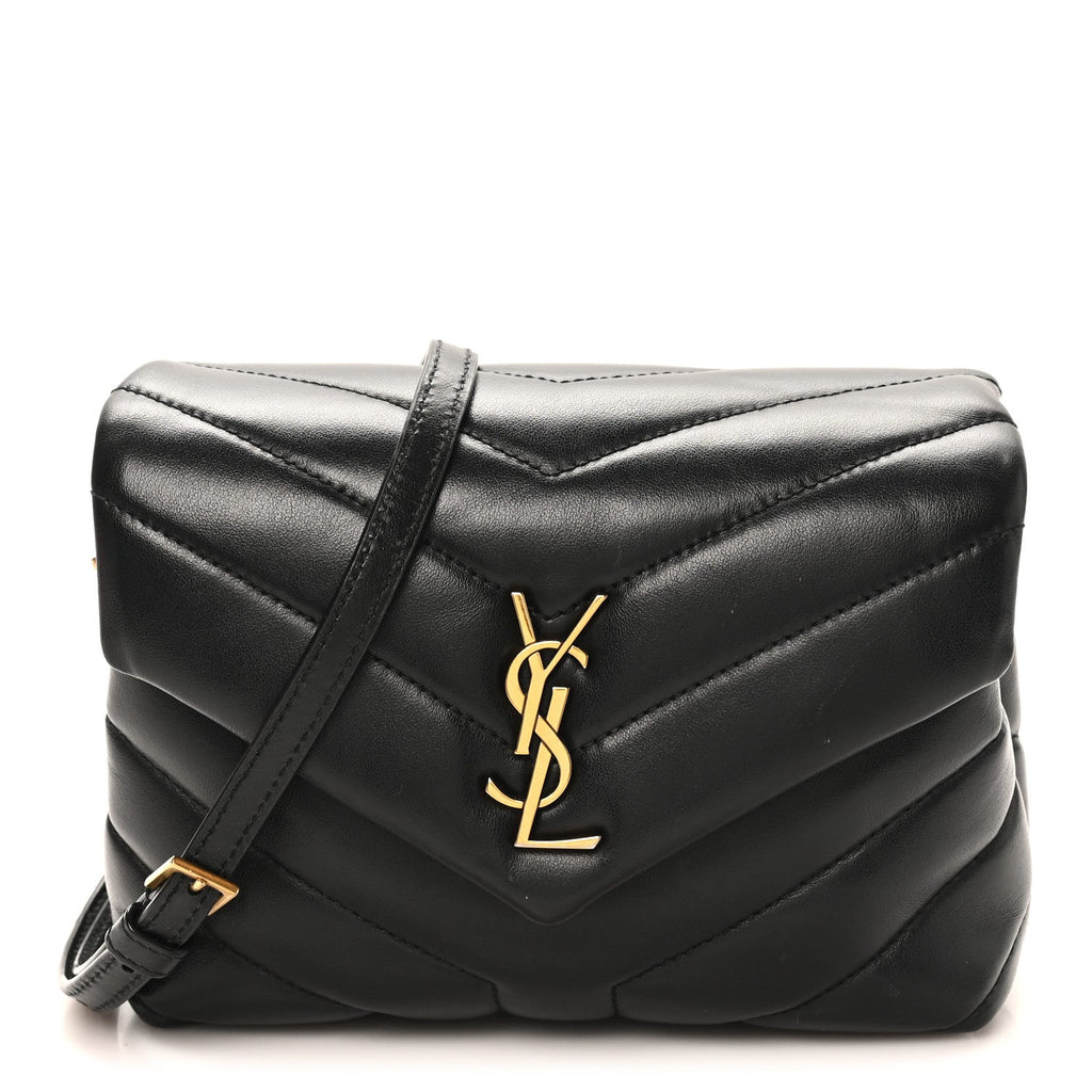 Calfskin Y Quilted Monogram Toy Loulou Crossbody Bag Black