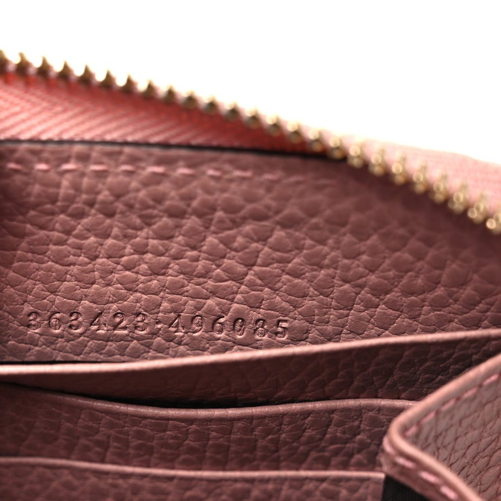 Monogram Dollar Calfskin Zip Around Wallet Beige Ebony Soft Pink