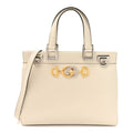 Grainy Calfskin Small Zumi Top Handle Bag Mystic White