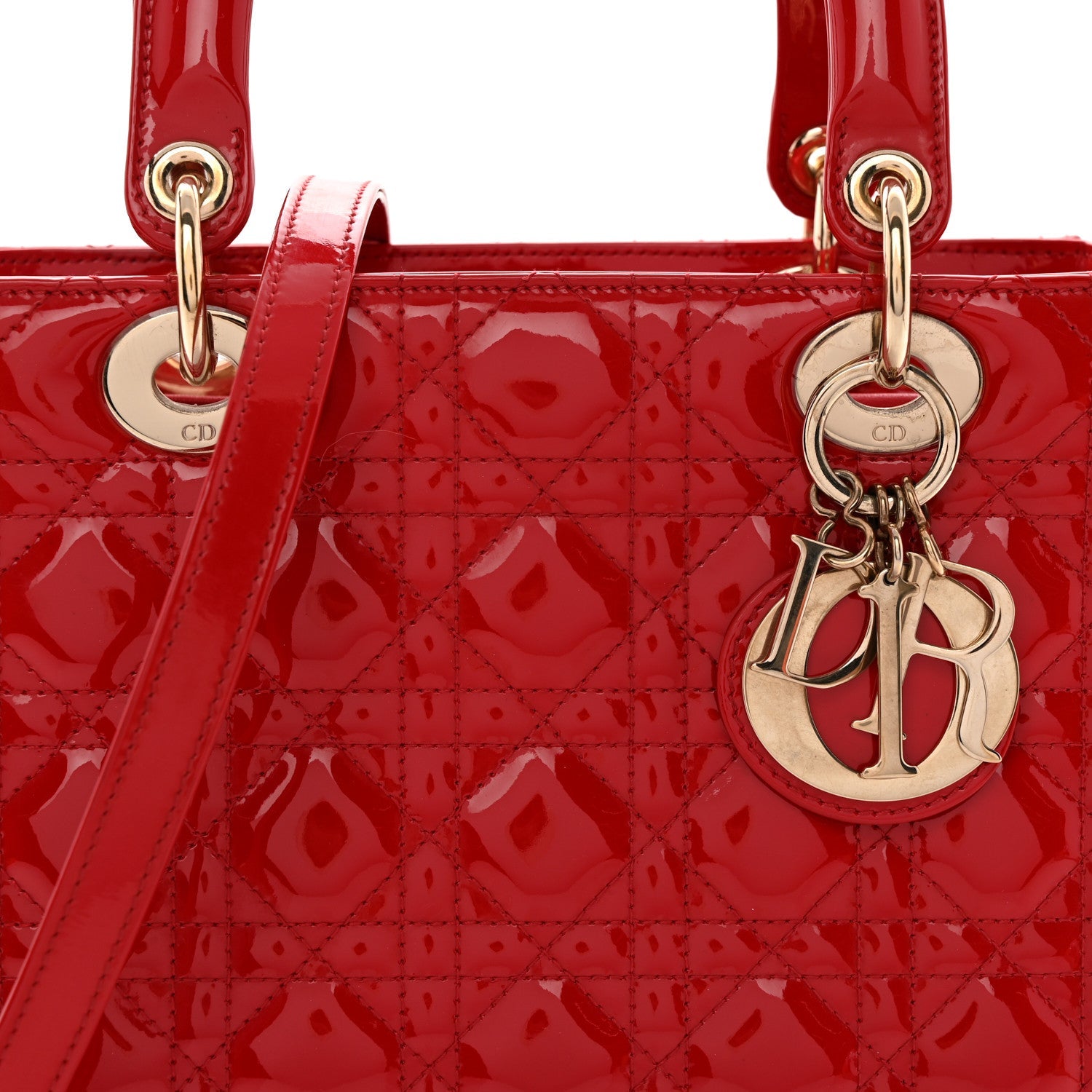 Patent Cannage Medium Lady Dior Red