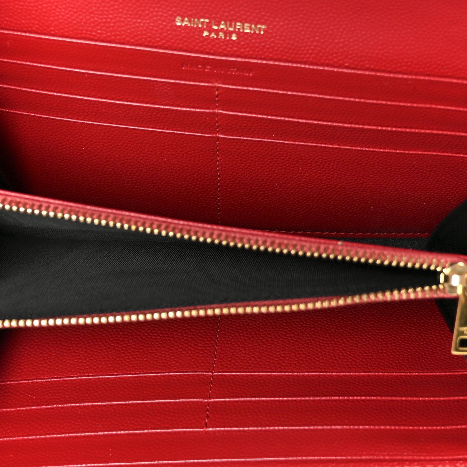 Grain De Poudre Matelasse Chevron Monogram Flap Wallet Red
