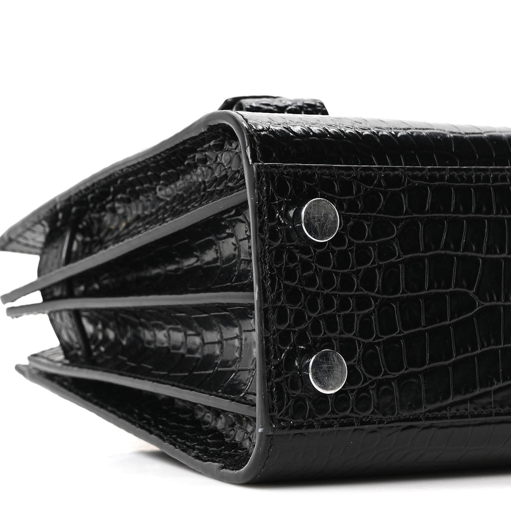 Calfskin Crocodile Embossed Nano Sac De Jour Black