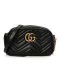 Calfskin Matelasse Small GG Marmont Chain Shoulder Bag Black