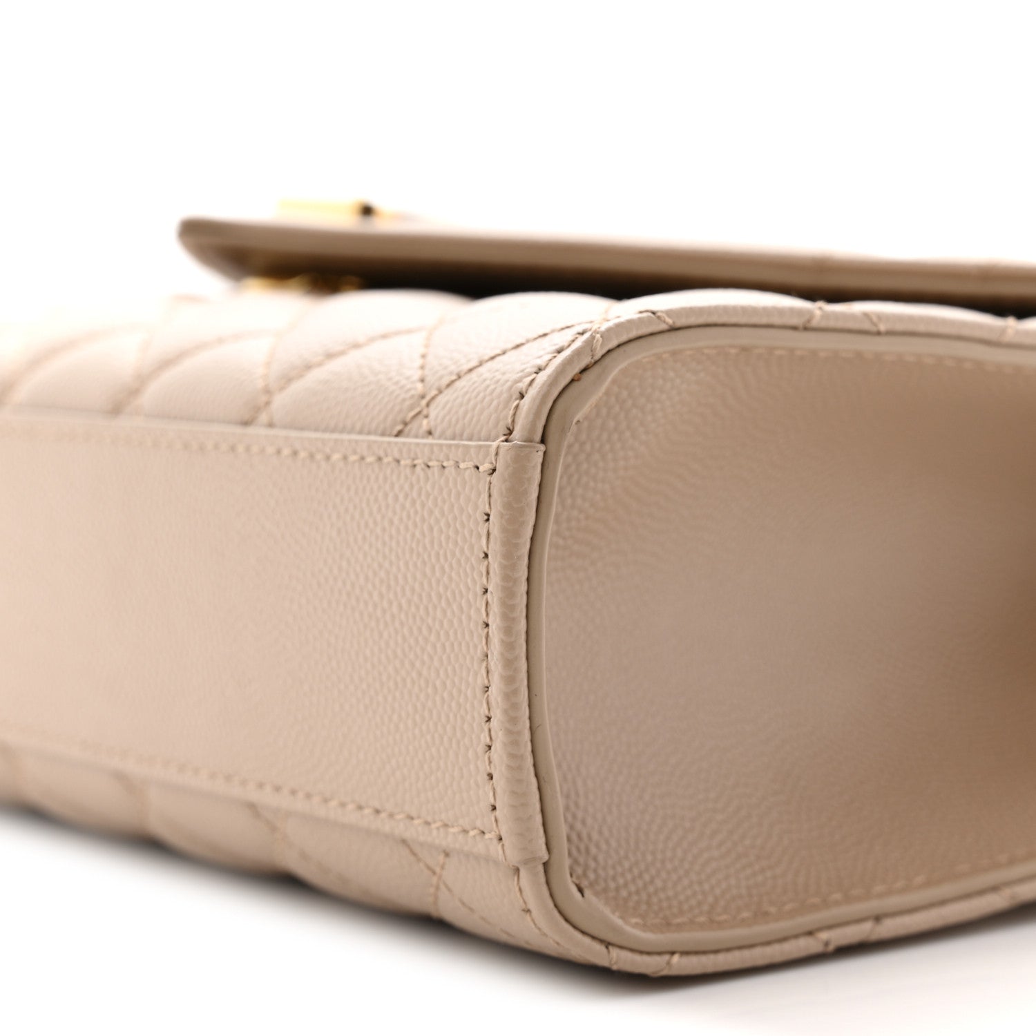 Grain De Poudre Textured Mixed Matelasse Medium Triquilt Monogram Satchel Dark Beige