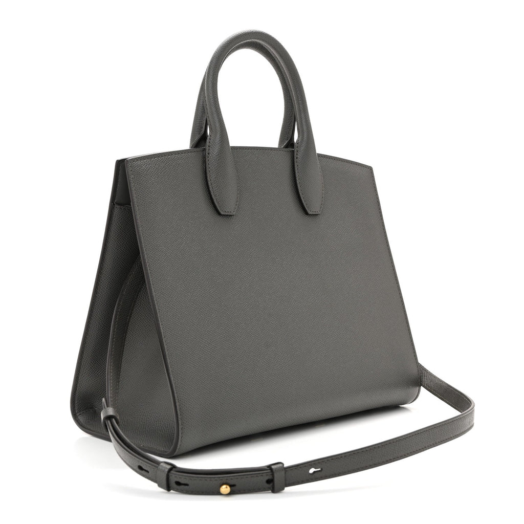 Hammered Calfskin Medium The Studio Box Bag Sparrow