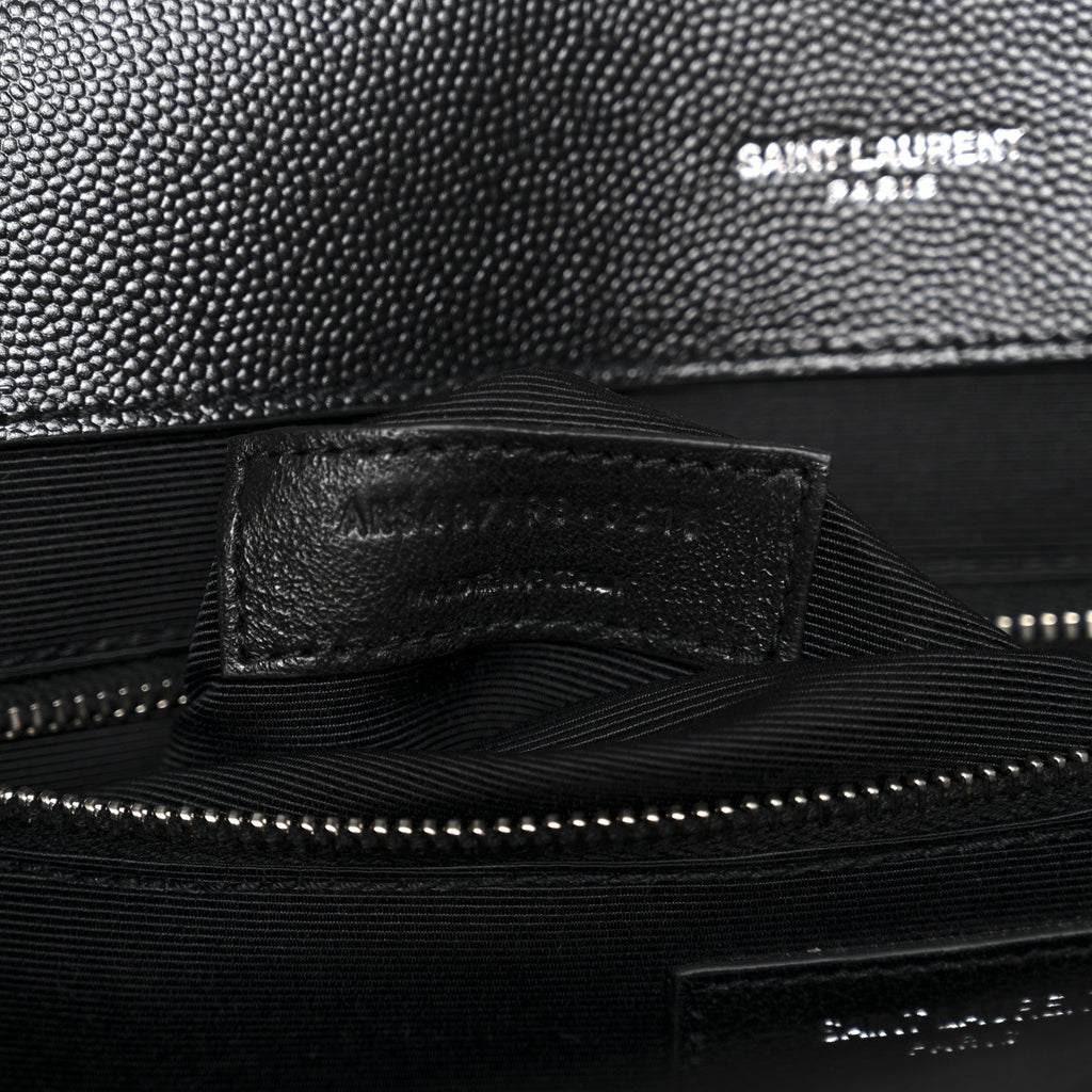 Grain De Poudre Textured Mixed Matelasse Large Triquilt Monogram Satchel Black