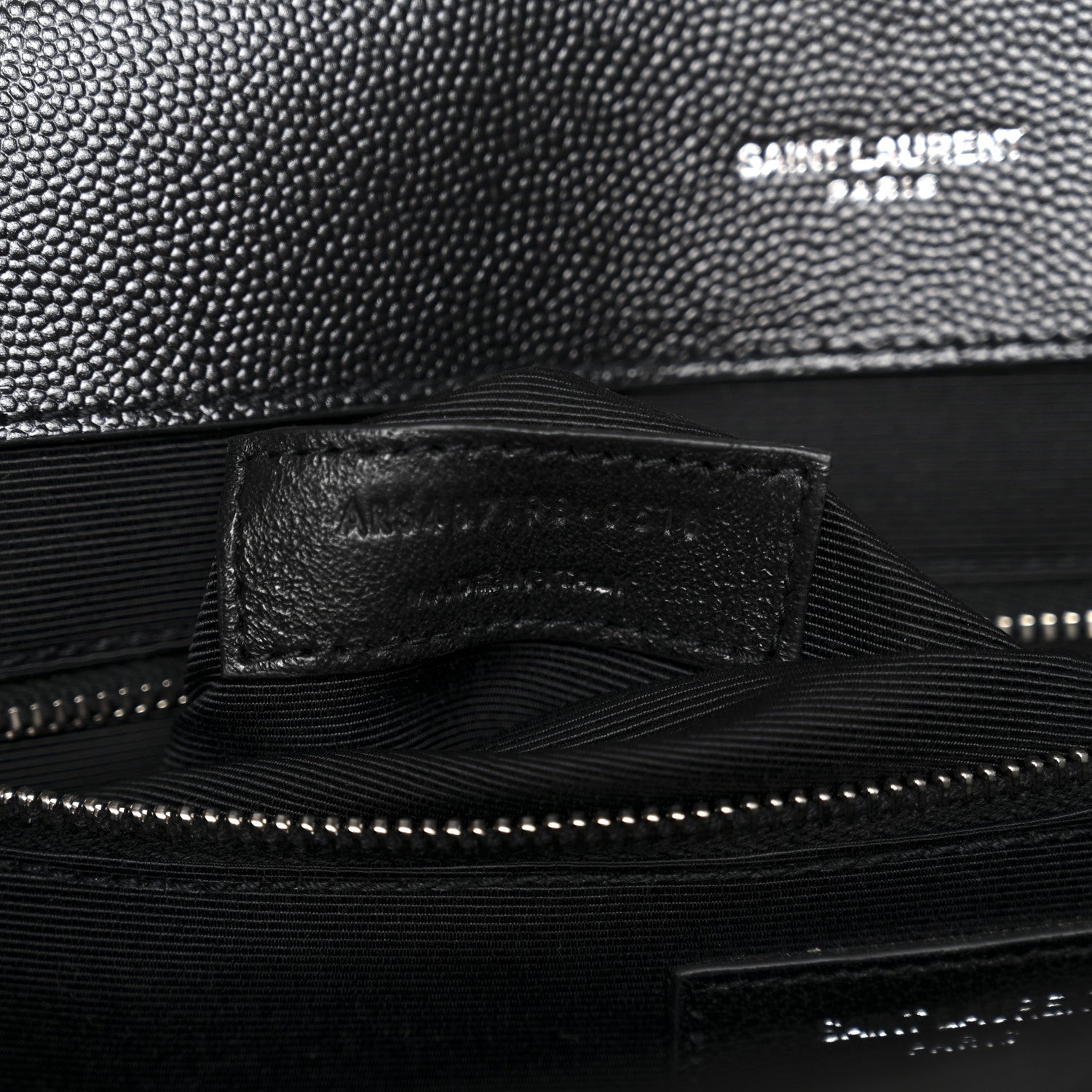 Grain De Poudre Textured Mixed Matelasse Large Triquilt Monogram Satchel Black