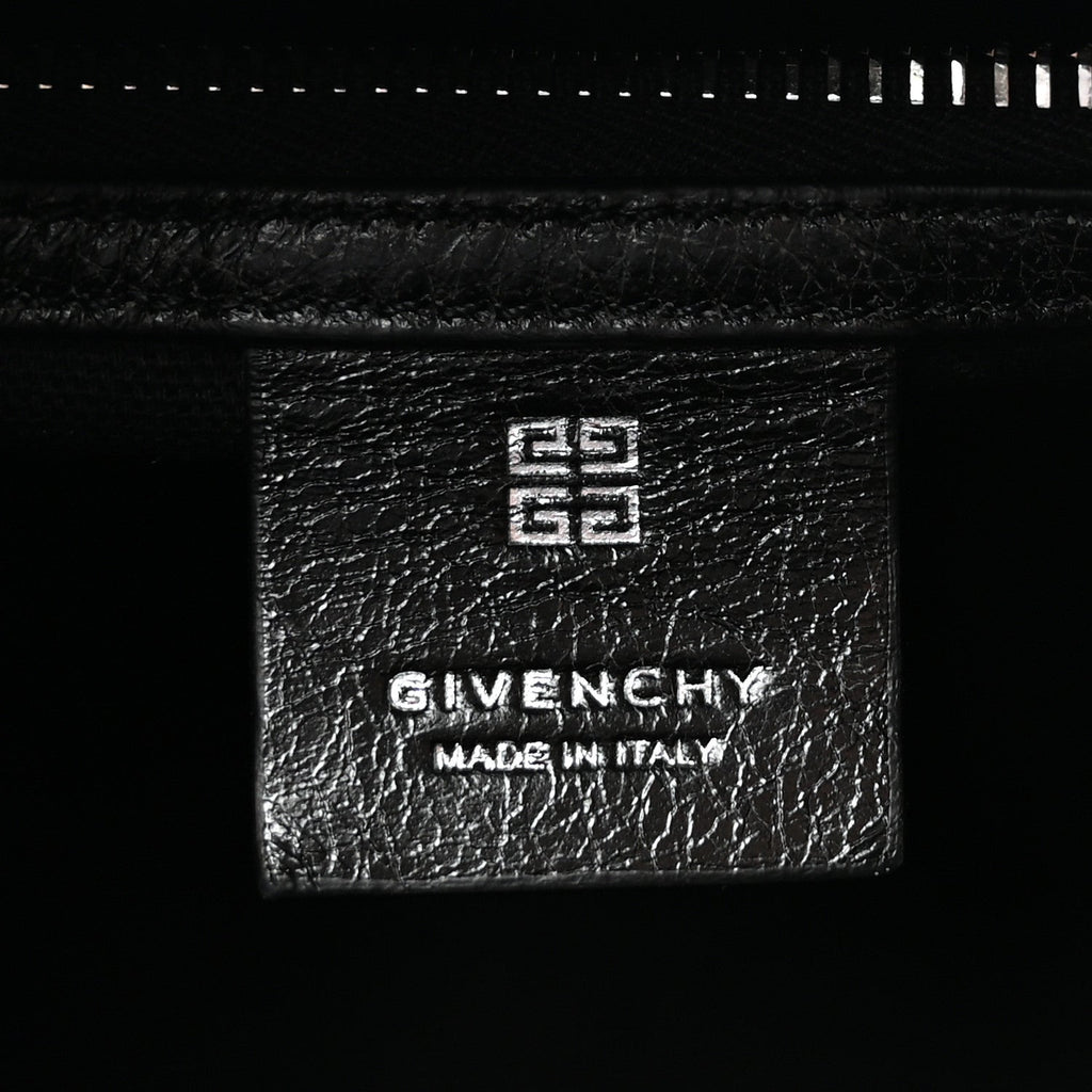 Washed Denim Mini Antigona Shoulder Bag Black