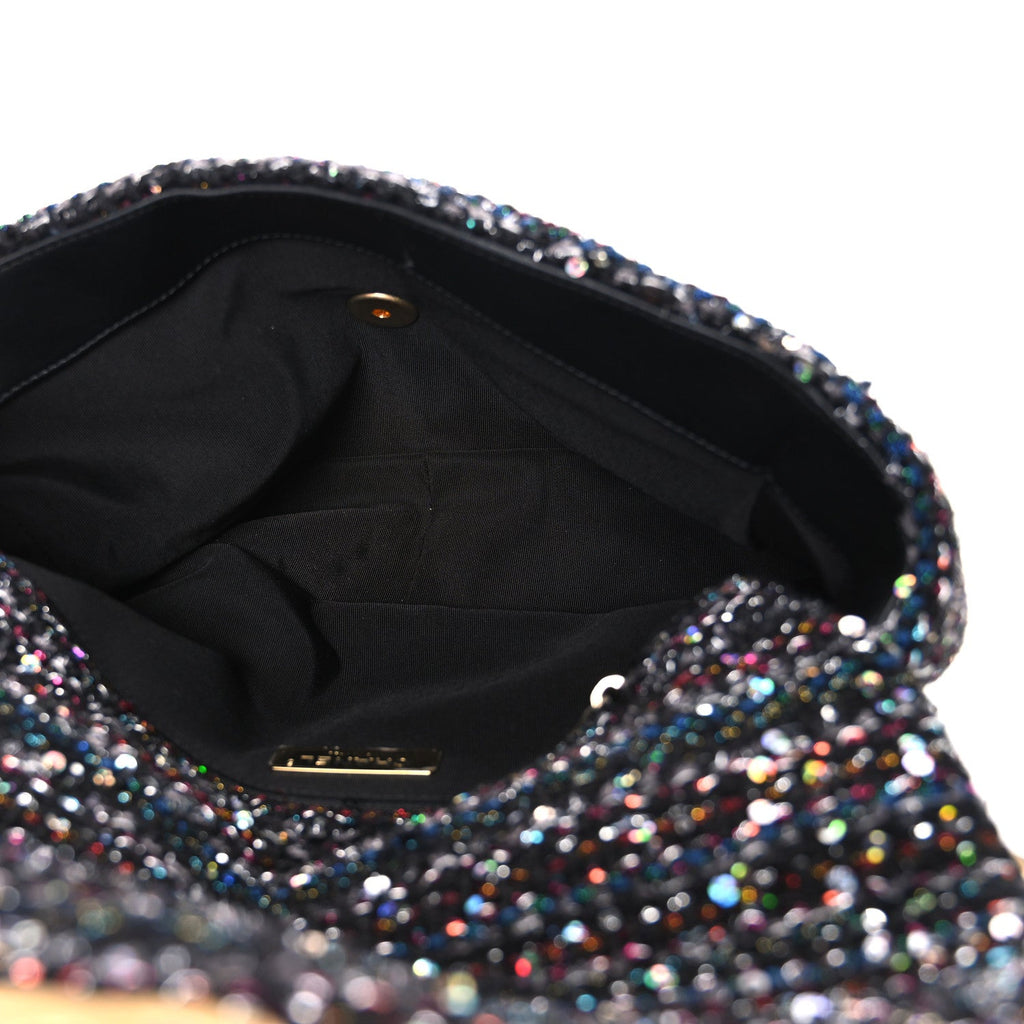 Tweed Sequin Quilted Medium Chanel 19 Flap Black Multicolor