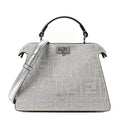 Crystal Vitello Laminato FF Petite Peekaboo I SEE U Satchel Crystal Argento