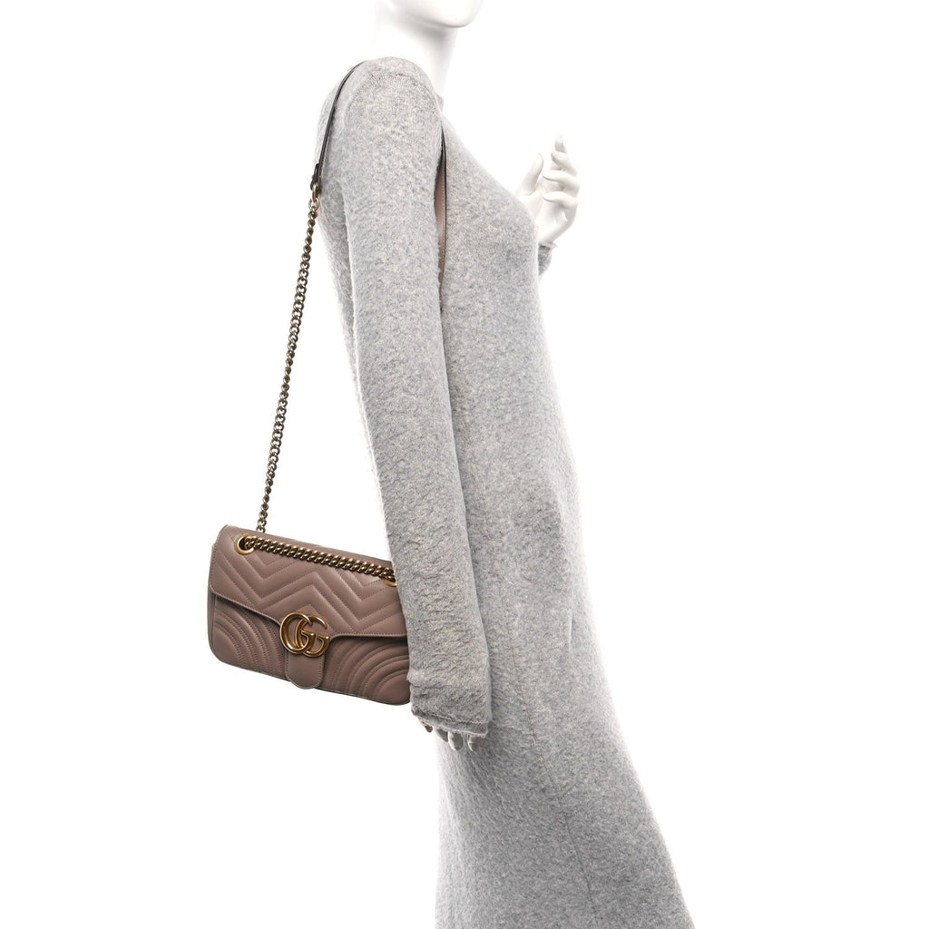 Calfskin Matelasse Small GG Marmont Shoulder Bag Porcelain Rose