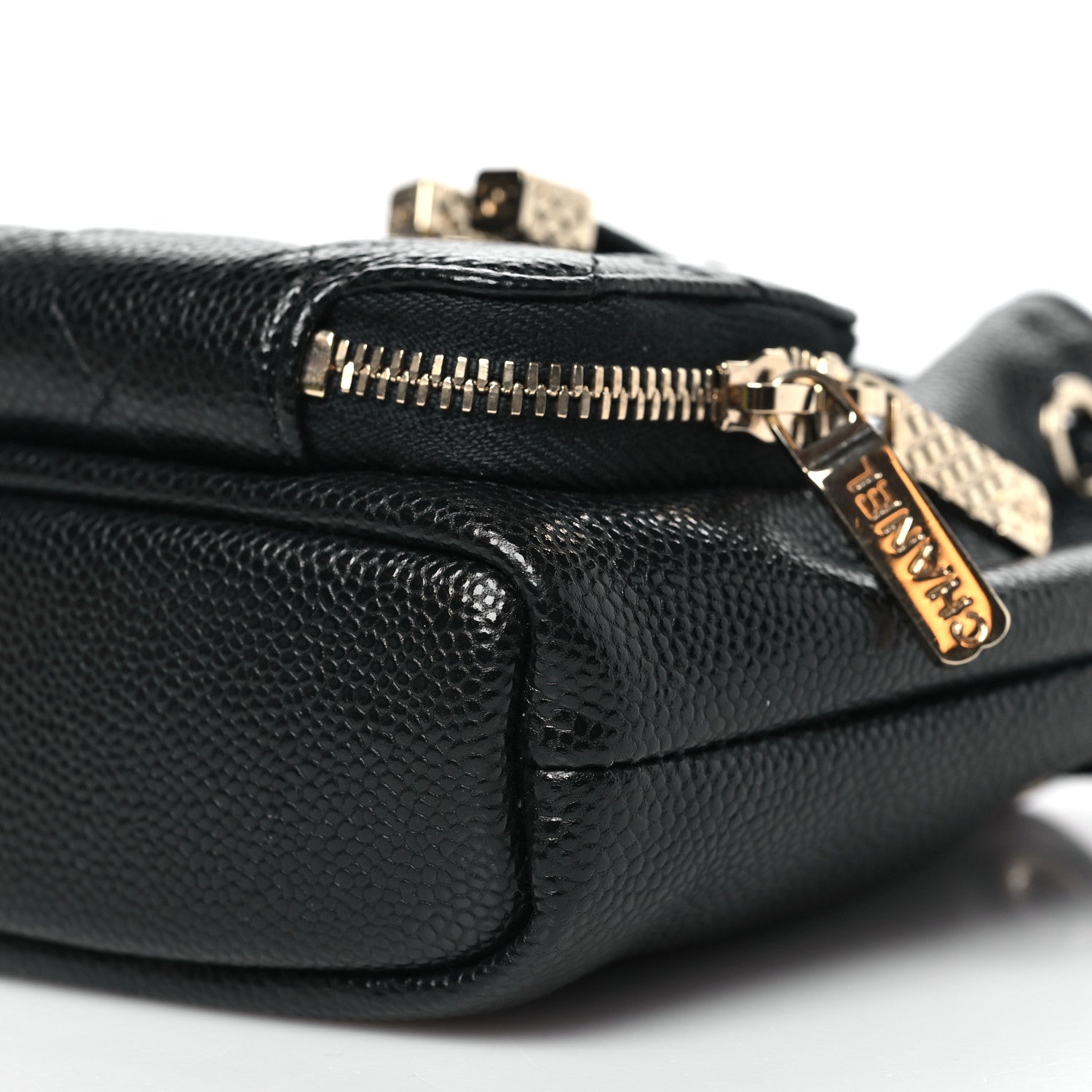 Caviar Quilted Mini CC Pocket Bucket Bag Black