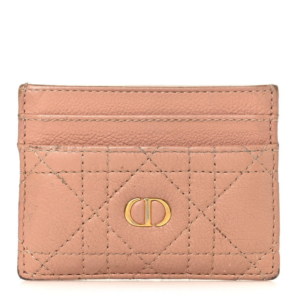 Supple Calfskin Cannage Caro Five-Slot  Holder Rose Des Vents
