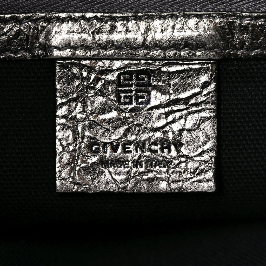 Metallic Calfskin Medium Voyou Bag Silver