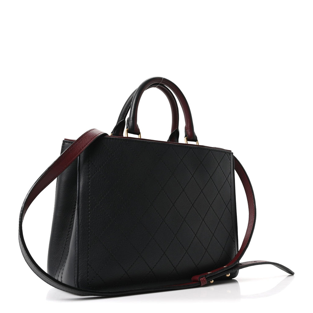 Bullskin Stitched Bi-Color Medium Shopping Tote Black